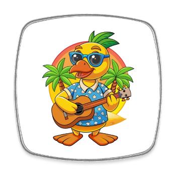 Lustige Ente Cartoon Sommer Strand Sonnenbrille Gitarre - Viereckiger Kühlschrankmagnet - Weiß - Vorne