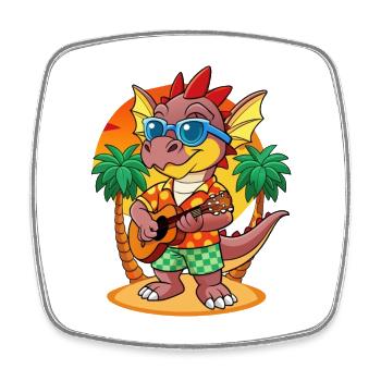 Lunettes de soleil de plage d’été de dessin animé de dragon drôle - Magnet carré - blanc - Devant