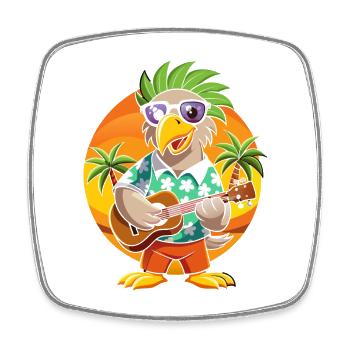 Lustige Adler Cartoon Sommer Strand Sonnenbrille Gitarre - Viereckiger Kühlschrankmagnet - Weiß - Vorne