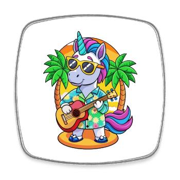 Lustige Einhorn Cartoon Sommer Strand Sonnenbrille - Viereckiger Kühlschrankmagnet - Weiß - Vorne