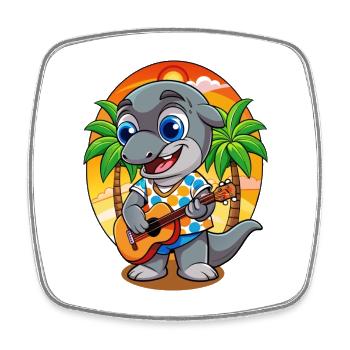 Lunettes de soleil de plage d’été de dessin animé de dauphin drôle - Magnet carré - blanc - Devant