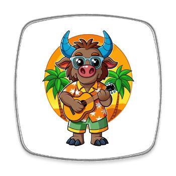 Lustige Buffalo Cartoon Sommer Strand Sonnenbrille - Viereckiger Kühlschrankmagnet - Weiß - Vorne