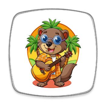 Lustige Biber Cartoon Sommer Strand Sonnenbrille - Viereckiger Kühlschrankmagnet - Weiß - Vorne