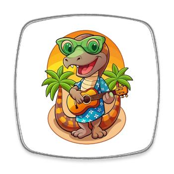 Drôle Serpent Dessin Animé Plage D’été Lunettes De Soleil Guitare - Magnet carré - blanc - Devant