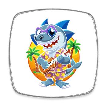 Lustige Hai Cartoon Sommer Strand Sonnenbrille Gitarre - Viereckiger Kühlschrankmagnet - Weiß - Vorne