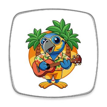 Lustige Papageien-Cartoon-Sommer-Strand-Sonnenbrille - Viereckiger Kühlschrankmagnet - Weiß - Vorne