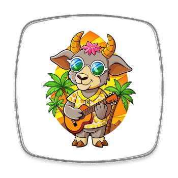Lustige Ziege Cartoon Sommer Strand Sonnenbrille Gitarre - Viereckiger Kühlschrankmagnet - Weiß - Vorne
