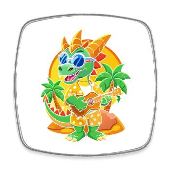 Lunettes de soleil de plage d’été de dessin animé de dragon drôle - Magnet carré - blanc - Devant