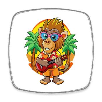 Lustige Pavian Cartoon Sommer Strand Sonnenbrille - Viereckiger Kühlschrankmagnet - Weiß - Vorne