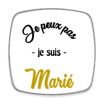 JUST MARRIED. EVJF - Magnet carré - blanc - Devant