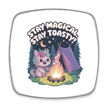 Stay Magical, Stay Toasty! - Square fridge magnet - white - Front