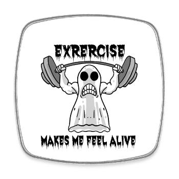 Halloween Bodybuilder Gym Fitness Geist Workout - Viereckiger Kühlschrankmagnet - Weiß - Vorne