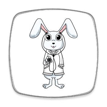 Lapin médecin médecin infirmière vétérinaire - Magnet carré - blanc - Devant