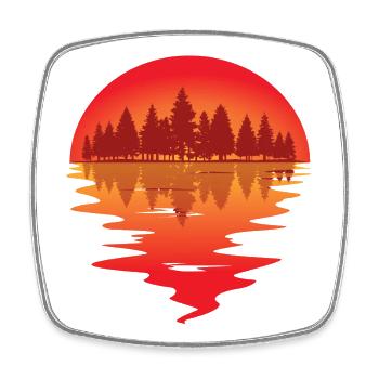 Sonnenuntergang am Waldsee - Viereckiger Kühlschrankmagnet - Weiß - Vorne