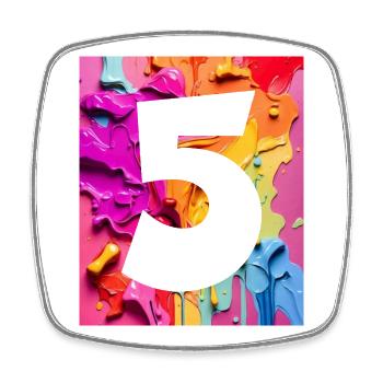 NON. 5 NUMÉRO 5 COLORÉ 5E ANNIVERSAIRE - Magnet carré - blanc - Devant