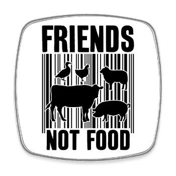 AMIS NON ALIMENTAIRES VEGAN VEGANS - Magnet carré - blanc - Devant