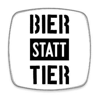 BIER STATT TIER VEGAN VEGANER - Viereckiger Kühlschrankmagnet - Weiß - Vorne