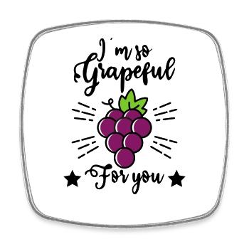I'm So Grapeful For You – Funny Grape Motif - Square fridge magnet - white - Front
