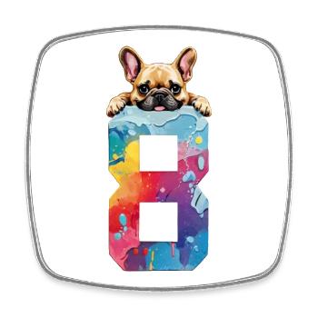 HUND 8 JAHRE FRANZÖSISCHE BULLDOGGE 8. GEBURTSTAG - Viereckiger Kühlschrankmagnet - Weiß - Vorne
