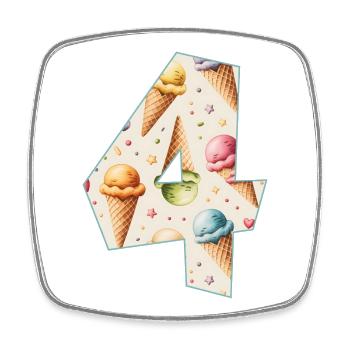 EISCREME NUMMER 4 JAHRE EIS 4. GEBURTSTAG - Viereckiger Kühlschrankmagnet - Weiß - Vorne