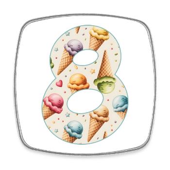EISCREME NUMMER 8 JAHRE EIS 8. GEBURTSTAG - Viereckiger Kühlschrankmagnet - Weiß - Vorne