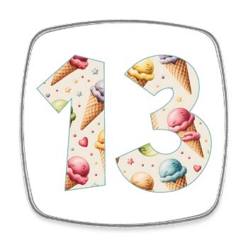 CREAM NUMBER 13 YEARS CREAM 13TH BIRTHDAY - Square fridge magnet - white - Front