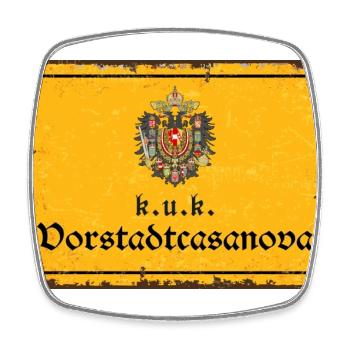 Vintage Österreich k.u.k. Vorstadtcasanova - Viereckiger Kühlschrankmagnet - Weiß - Vorne