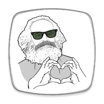 Karl Marx Hände bilden ein Herz Marxisten - Viereckiger Kühlschrankmagnet - Weiß - Vorne