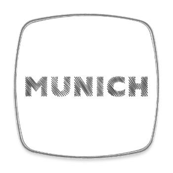 Munich Bavaria German City Hatching lettering - Square fridge magnet - white - Front