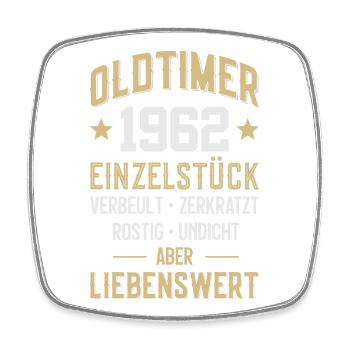LUSTIG 64. GEBURTSTAG OLDTIMER 1962 EINZELSTÜCK - Viereckiger Kühlschrankmagnet - Weiß - Vorne