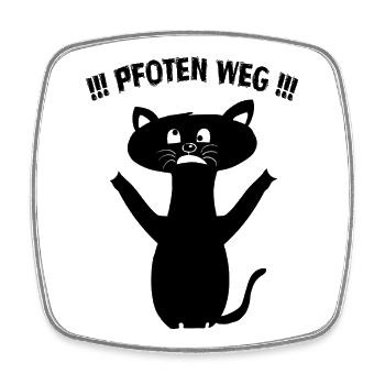 Pfoten Weg! – Schwarze Katze Statement - Viereckiger Kühlschrankmagnet - Weiß - Vorne