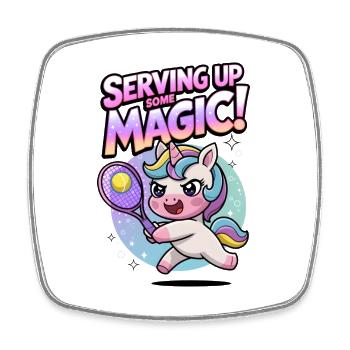 Serving Up Some Magic! - Square fridge magnet - white - Front
