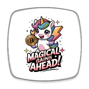 Magical Gains Ahead! - Square fridge magnet - white - Front