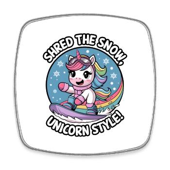 Shred The Snow, Unicorn Style! - Square fridge magnet - white - Front