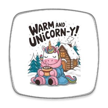 Warm And Unicorn-y! - Square fridge magnet - white - Front
