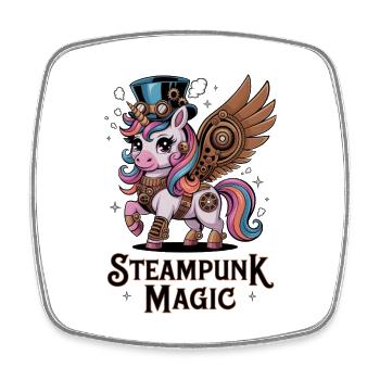 Steampunk Magic - Square fridge magnet - white - Front