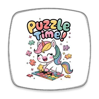 Puzzle Time! - Square fridge magnet - white - Front