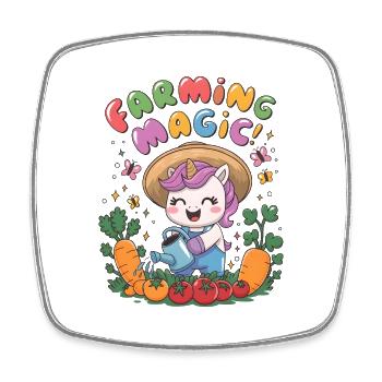 Farming Magic! - Square fridge magnet - white - Front