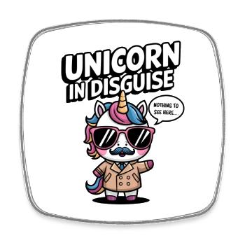Licorne déguisée - Magnet carré - blanc - Devant