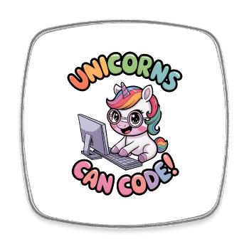 Les licornes peuvent coder ! - Magnet carré - blanc - Devant