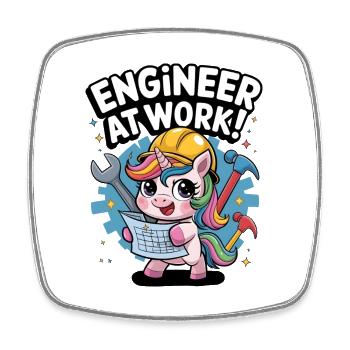Engineer At Work! - Square fridge magnet - white - Front