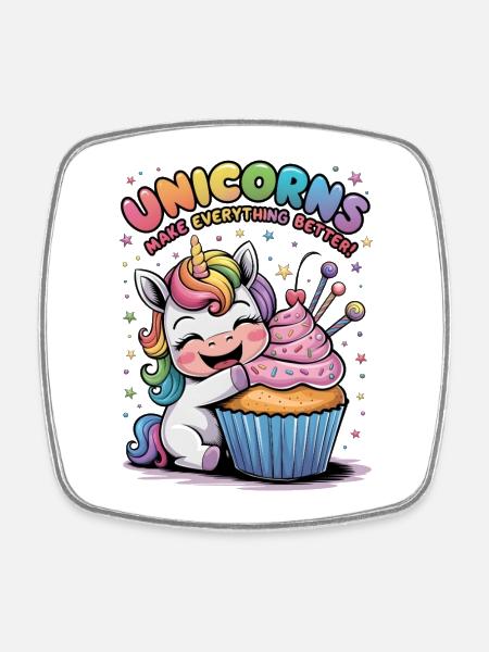 Unicorns Make Everything Better - Square fridge magnet - white