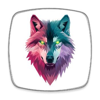 Spirit Wolf - Square fridge magnet - white - Front