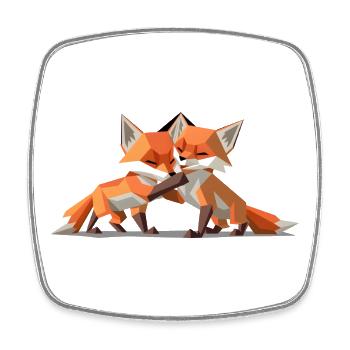 Renardeaux low-poly - Magnet carré - blanc - Devant