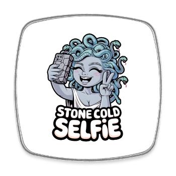 Stone Cold Selfie - Square fridge magnet - white - Front
