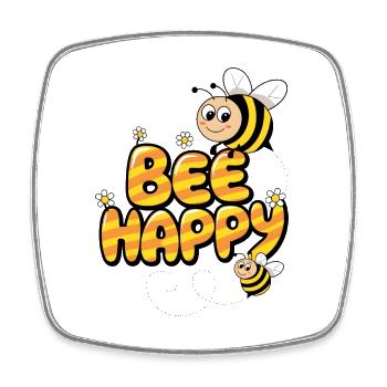 Abeille heureuse - Magnet carré - blanc - Devant