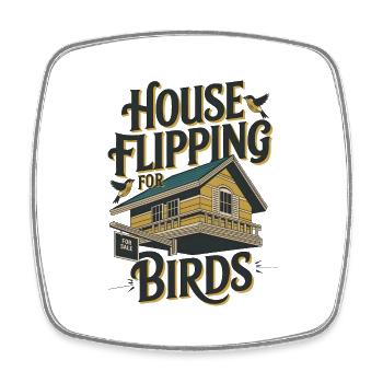 Retournement de maison pour les oiseaux - Magnet carré - blanc - Devant