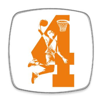 NUMMER 4 BASKETBALL 4. GEBURTSTAG - Viereckiger Kühlschrankmagnet - Weiß - Vorne