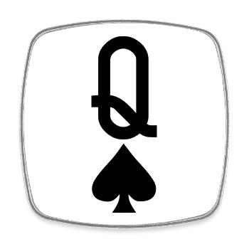 Carte à jouer au poker - Spades Lady - Magnet carré - blanc - Devant