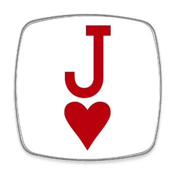 Carte à jouer au poker - Heart Jack - Magnet carré - blanc - Devant